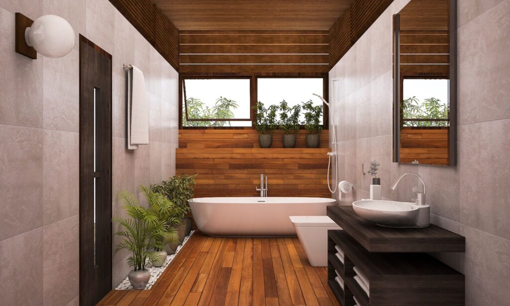 bathroom-dark-wooden-flooring