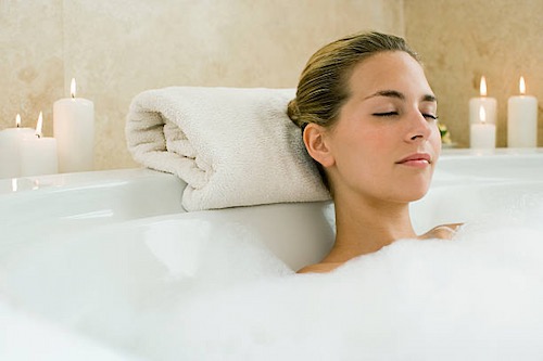 bathtub photoshoot spa day