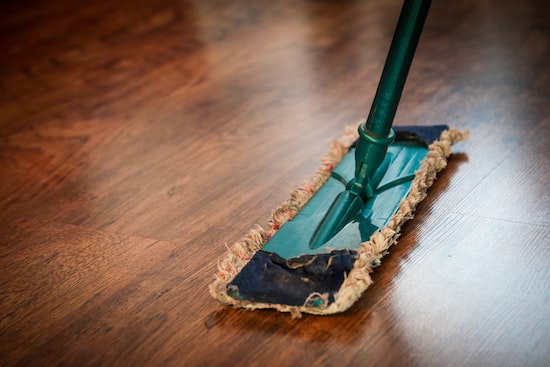 mopping wood floor