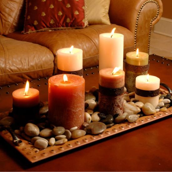 color and texture candle design feature