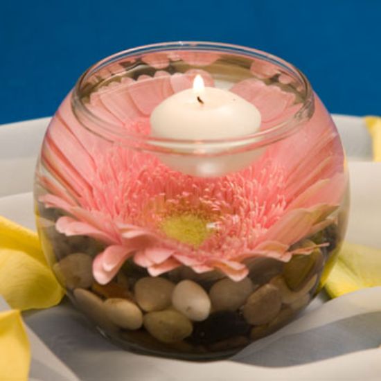 fishbowl flower candle design