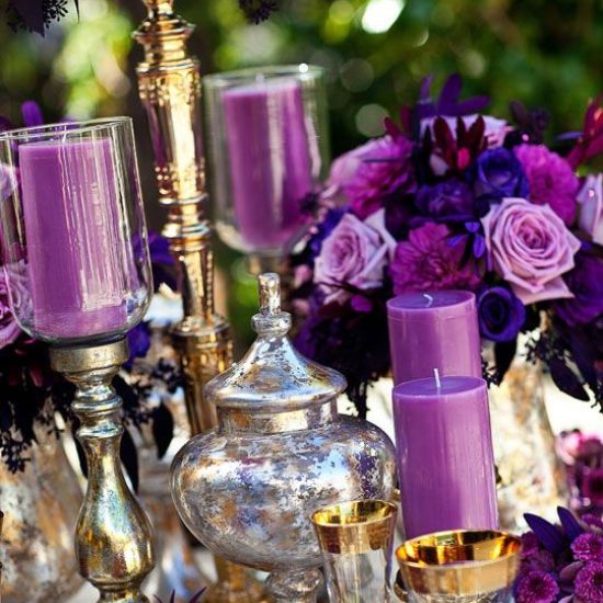 purple flower candle design