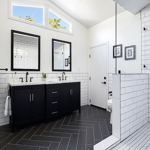 bold black double vanity bathroom ideas