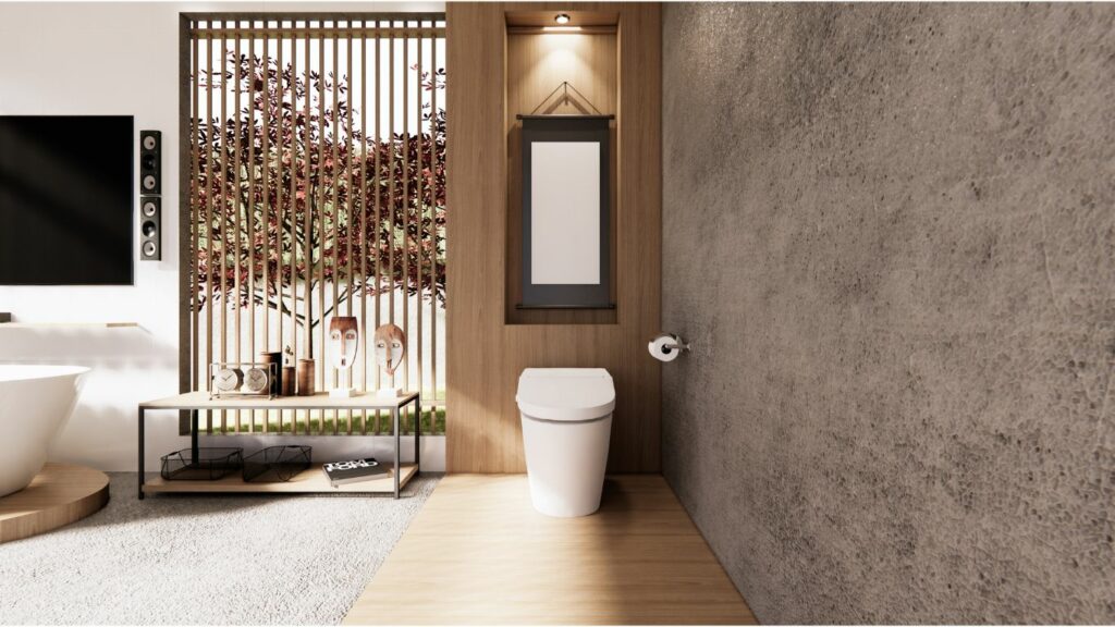 white ceramic toilet with in wall cistern